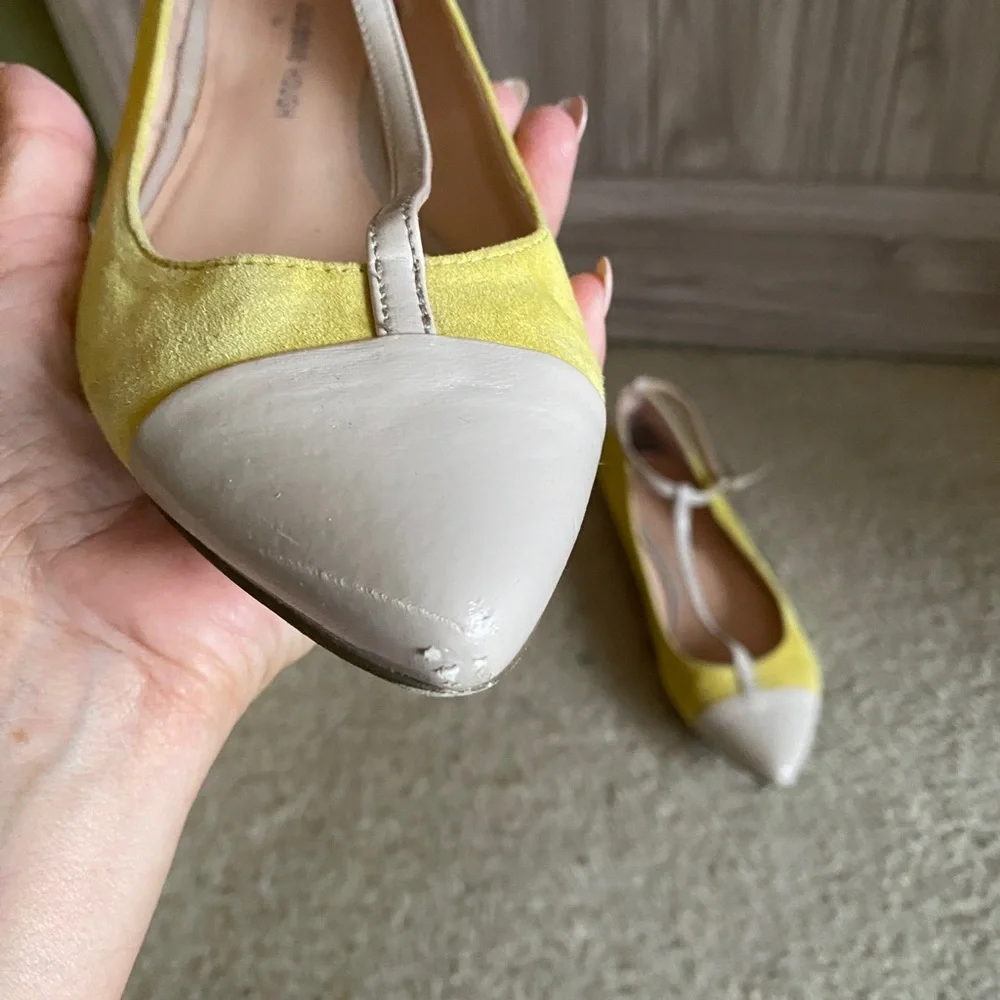 Sole Society x Julianne Hough Yellow and cream pointy toe flats - Picture 3 of 10